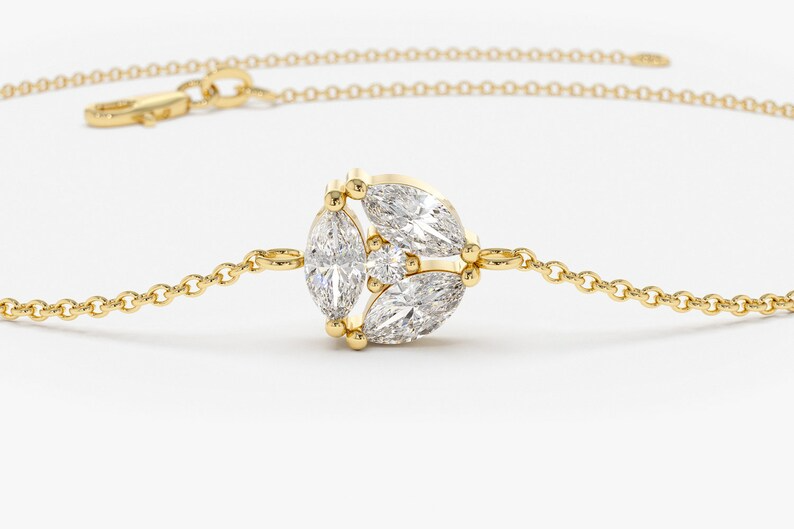 Lab Grown Diamond Marquise Cluster Bracelet in 14k Solid Gold