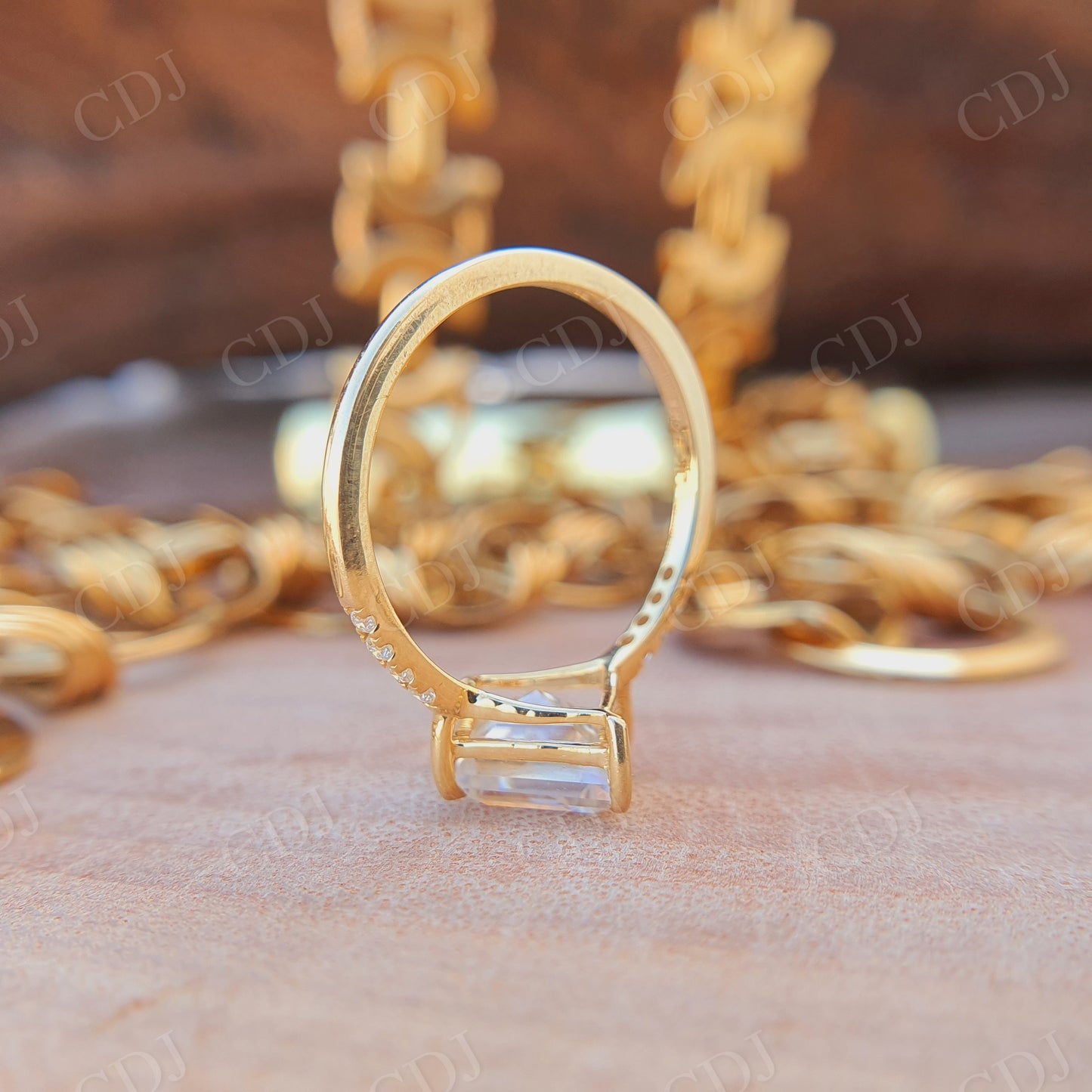 3.50CT Lozenge Cut Moissanite Engagement Ring