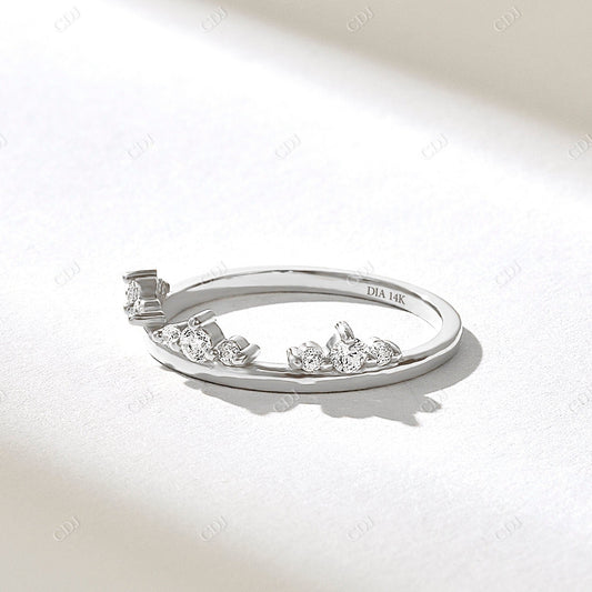 0.15CTW Earth Mine Diamond Crown Wedding Band  customdiamjewel 10KT White Gold VVS-EF