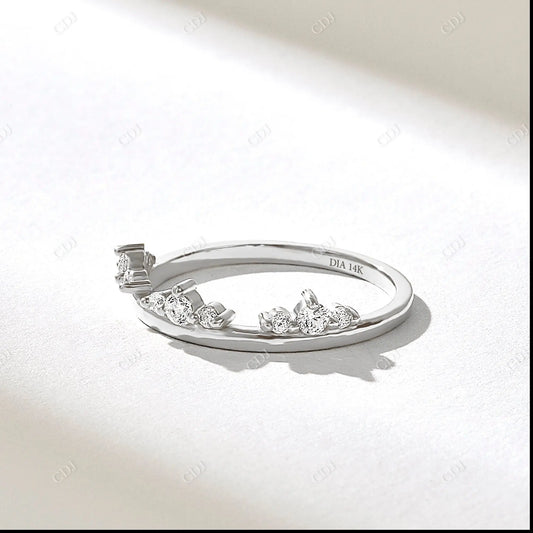 0.15CTW Round Lab Grown Diamond Crown Wedding Band  customdiamjewel 10KT White Gold VVS-EF
