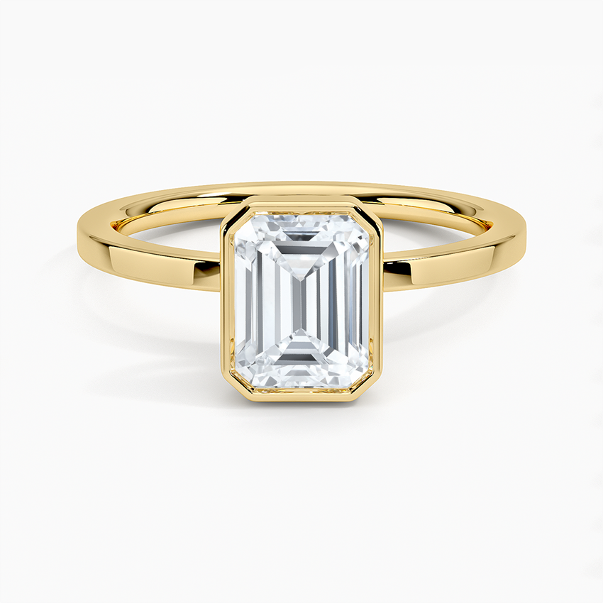 2CT Lab Grown Diamond High Profile Bezel Set Engagement Ring  customdiamjewel Sterling Silver Yellow Gold VVS-EF