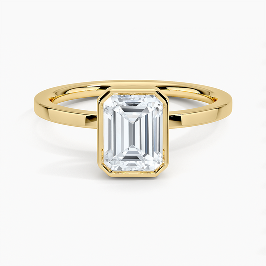 2CT Lab Grown Diamond High Profile Bezel Set Engagement Ring
