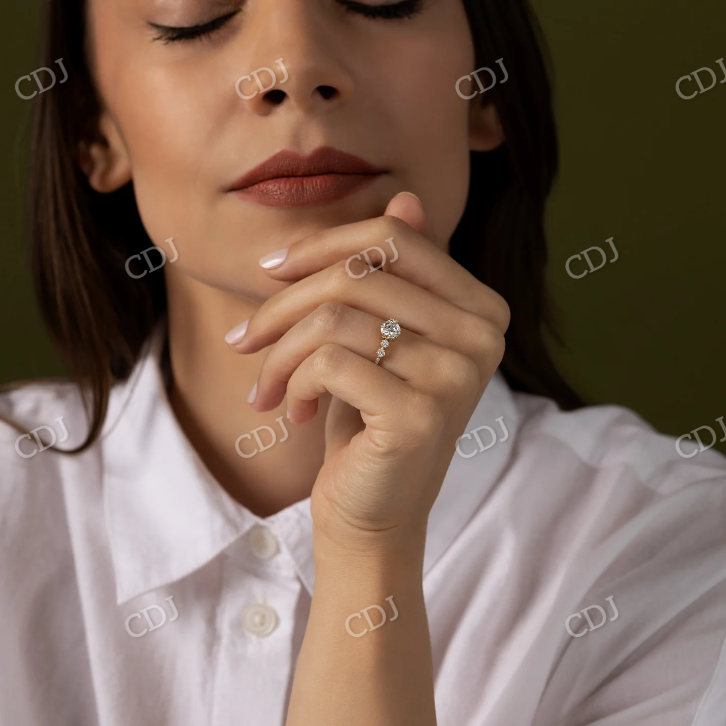 0.50CT Round Cut Moissanite Cluster Ring  customdiamjewel   