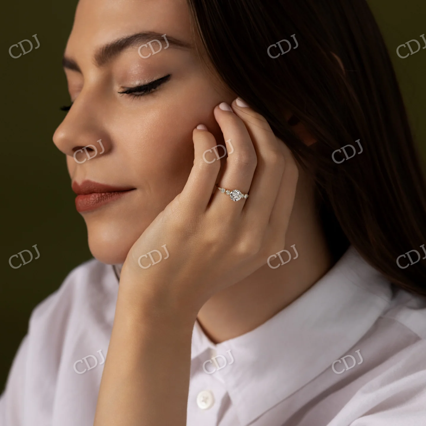 0.50CT Round Cut Moissanite Cluster Ring  customdiamjewel   