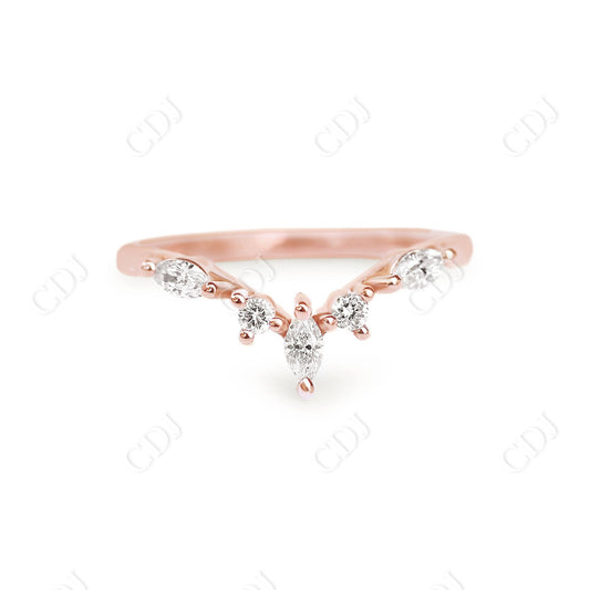 5 Stone Moissanite Wedding Band  customdiamjewel 10KT Rose Gold VVS-EF