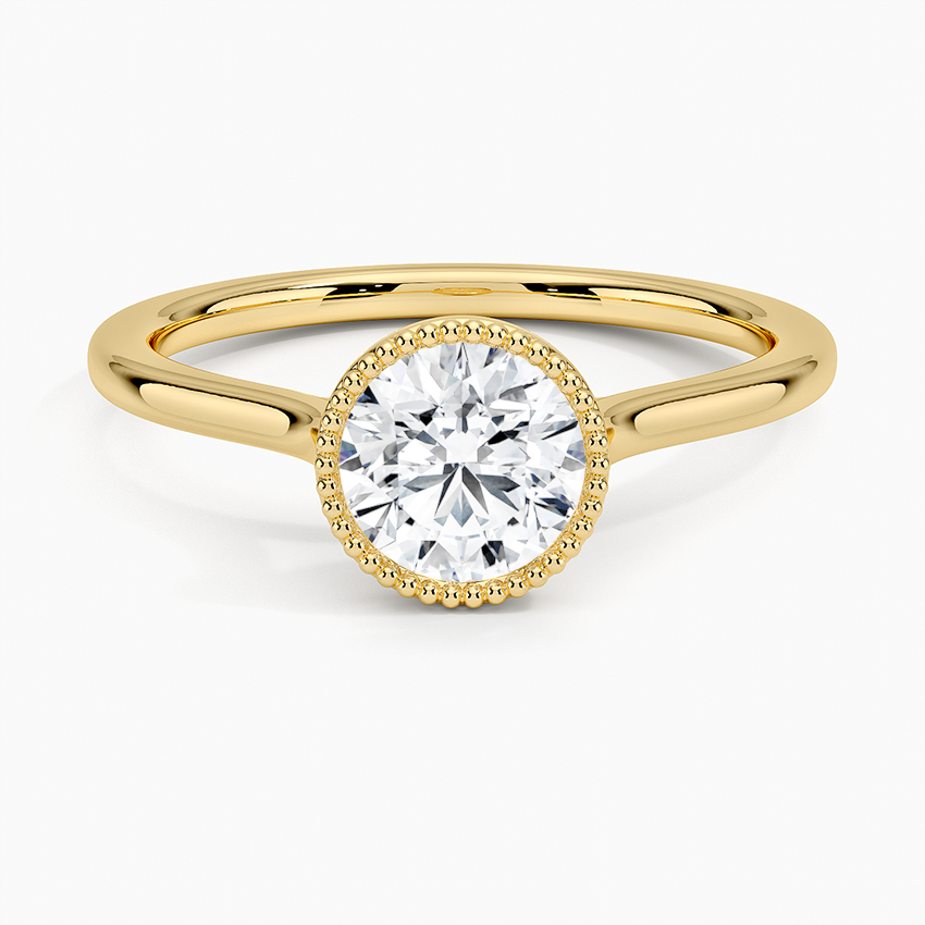 2CT Lab Grown Diamond Bezel Set Milgrain Engagement Ring  customdiamjewel Sterling Silver Yellow Gold VVS-EF