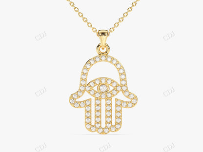 0.31CTW Round Moissanite Hamsa Protection Necklace