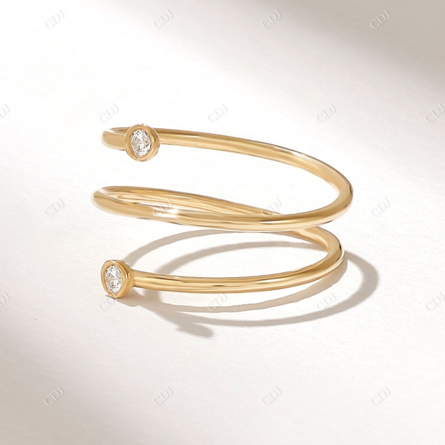 0.08CTW Round Cut CVD Bezel Spiral Ring  customdiamjewel   
