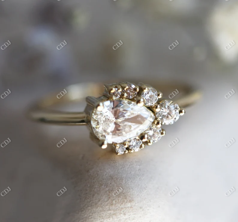 Pear Cut Moissanite Cluster Engagement Ring