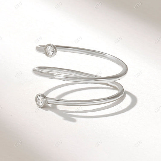 0.08CTW Real Diamond Bezel Spiral Ring  customdiamjewel 10KT White Gold VVS-EF