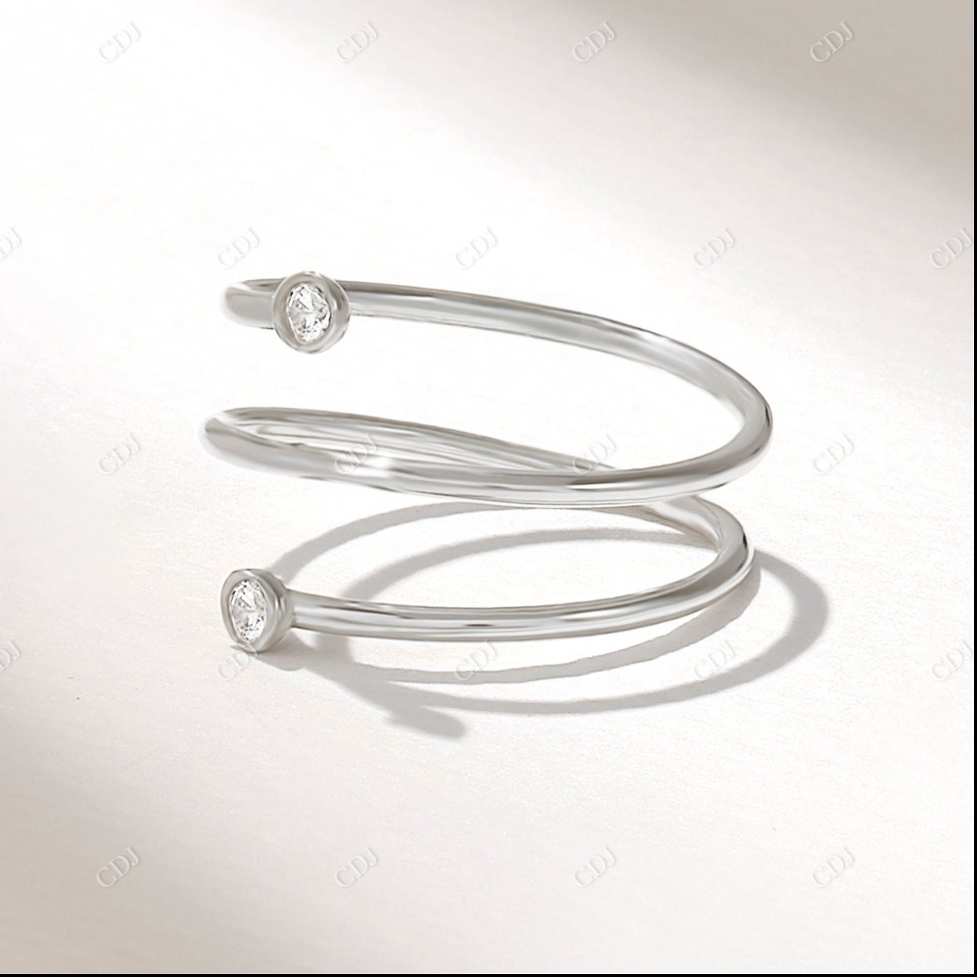 0.08CTW Round Cut CVD Bezel Spiral Ring  customdiamjewel 10KT White Gold VVS-EF