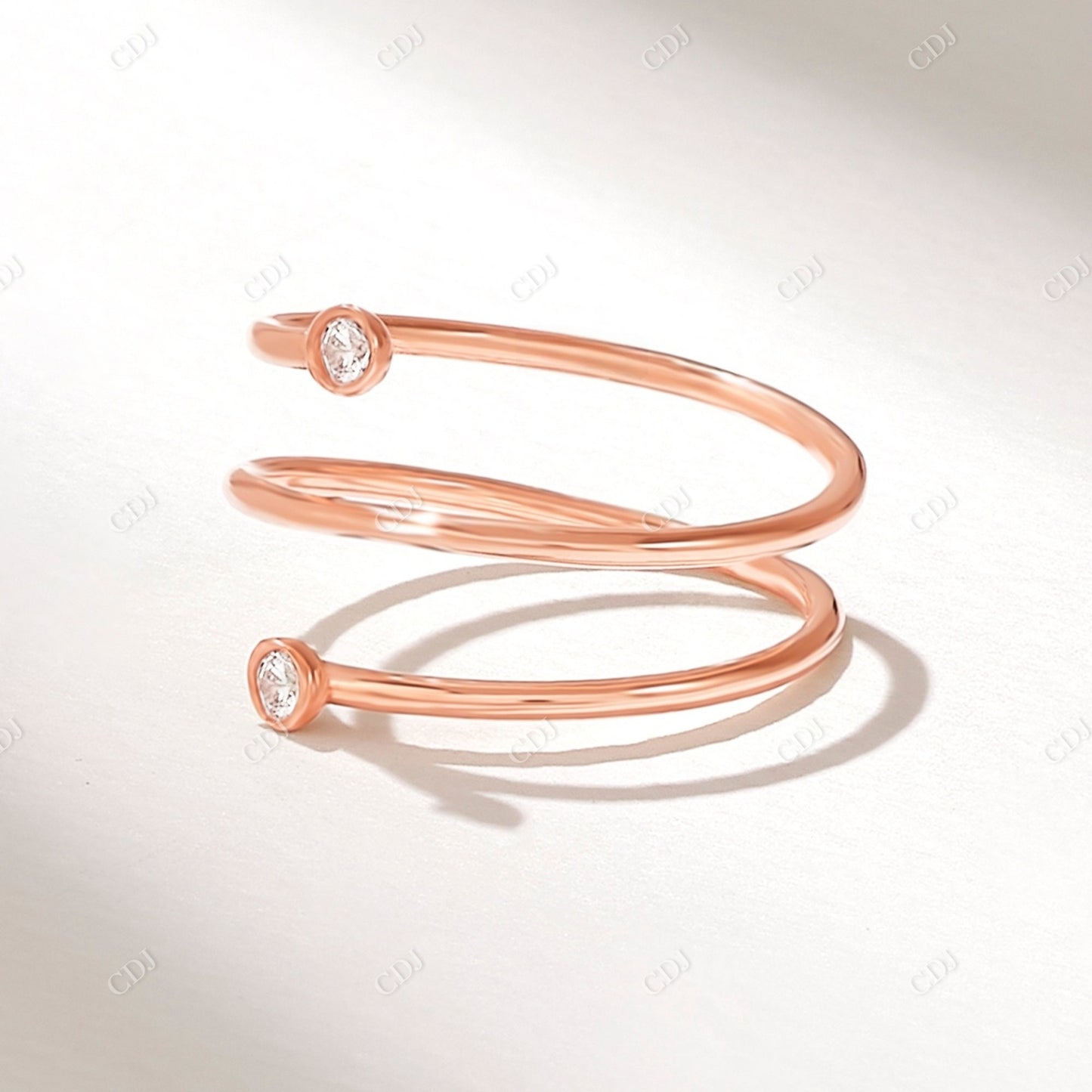 0.08CTW Round Cut CVD Bezel Spiral Ring  customdiamjewel 10KT Rose Gold VVS-EF