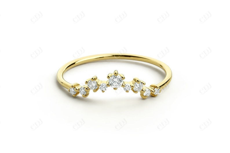 0.20CTW Lab Grown Diamond Curved Wedding Band  customdiamjewel Sterling Silver Yellow Gold VVS-EF
