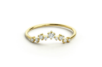 0.20CTW Solid Gold Curved 6 Prong Natural Diamond Band  customdiamjewel 10KT Yellow Gold VVS-EF