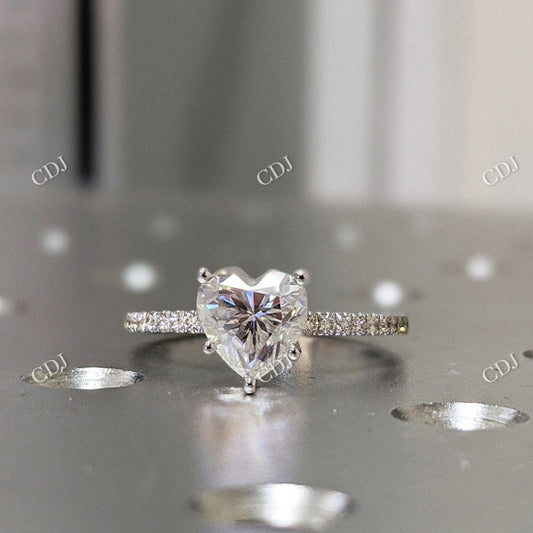 Love Heart Shape Moissanite Half Eternity Diamond Ring  customdiamjewel 10KT White Gold VVS-EF