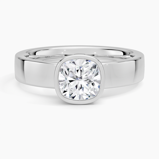 2CT Bezel Set Lab Grown Diamond Engagement Ring