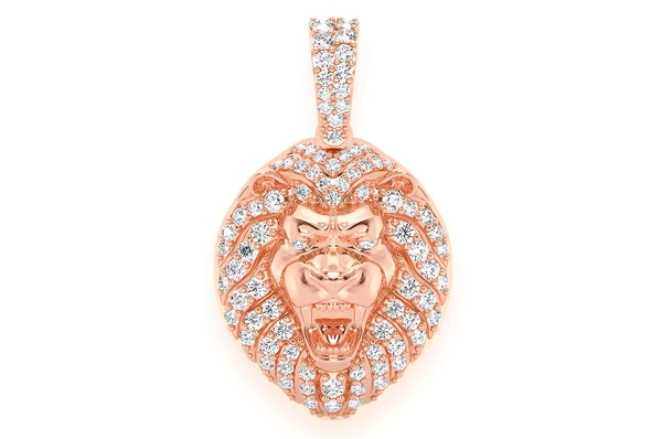 0.50CTW Lion Head Round Diamond Pendant  customdiamjewel   
