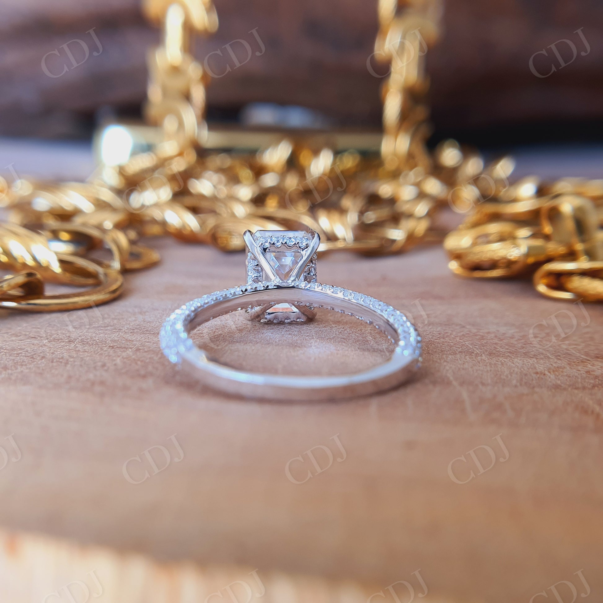 3.75CT Emerald Cut Moissanite Engagement Ring  customdiamjewel   