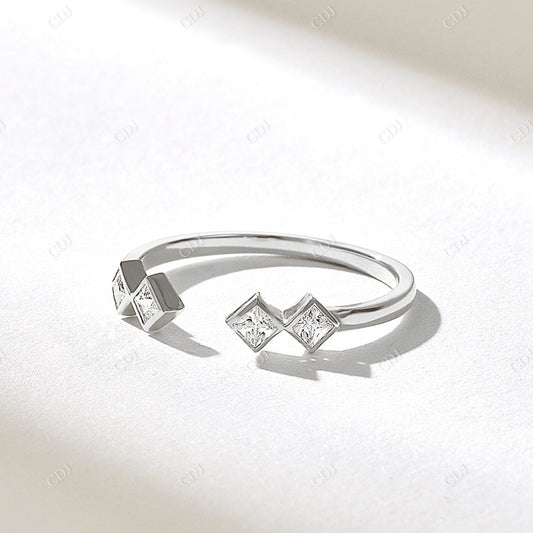 Natural Princess Cut 0.20CTW Diamond Bezel Open Shank Ring  customdiamjewel 10KT White Gold VVS-EF