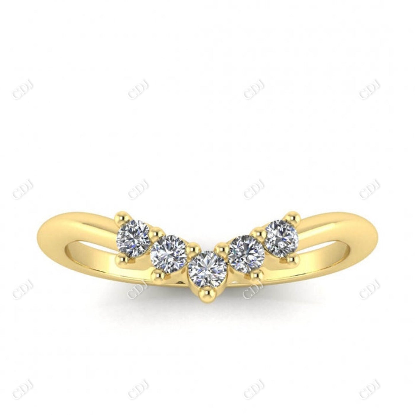 14k Yellow Gold Belen Curved Wedding Band