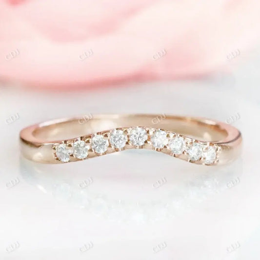 14K Gold Stacking Curved Natural Diamond Wedding Band  customdiamjewel 10KT Rose Gold VVS-EF