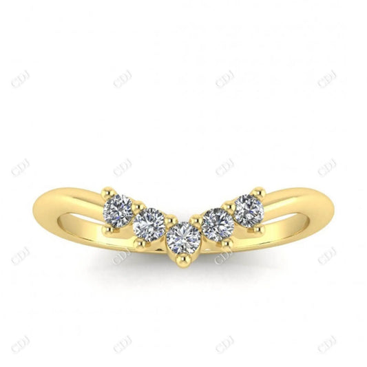 0.15CTW Five Stone CVD Diamond Chevron Wedding Band  customdiamjewel 10KT Yellow Gold VVS-EF