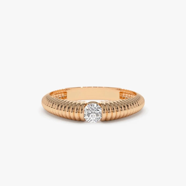 0.18VTW Lab Grown Diamond Solitaire Engagement Ring  customdiamjewel 10KT Rose Gold VVS-EF