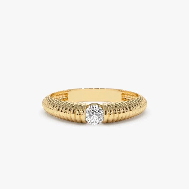 0.18VTW Lab Grown Diamond Solitaire Engagement Ring  customdiamjewel 10KT Yellow Gold VVS-EF