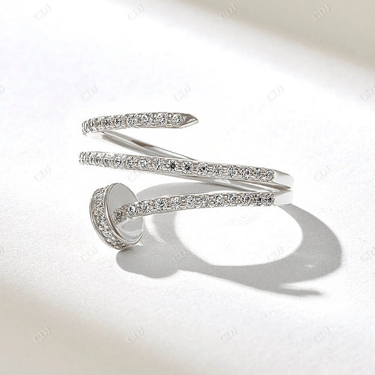 Round Lab Grown Diamond Antique Open Bold Nail Ring  customdiamjewel 10KT White Gold VVS-EF