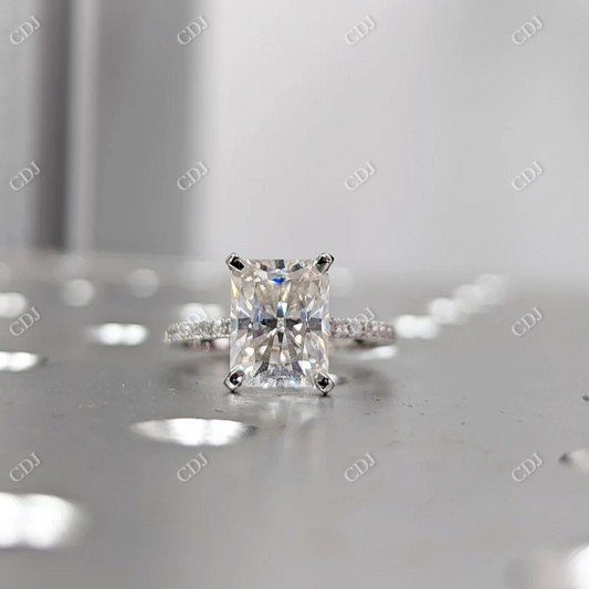2.5CT Radiant Cut Moissanite Engagement Ring  customdiamjewel 10KT White Gold VVS-EF
