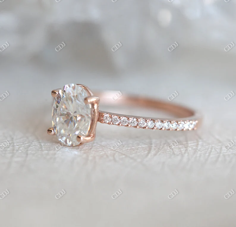 Oval Cut Moissanite Pave Diamond Engagement Ring  customdiamjewel   