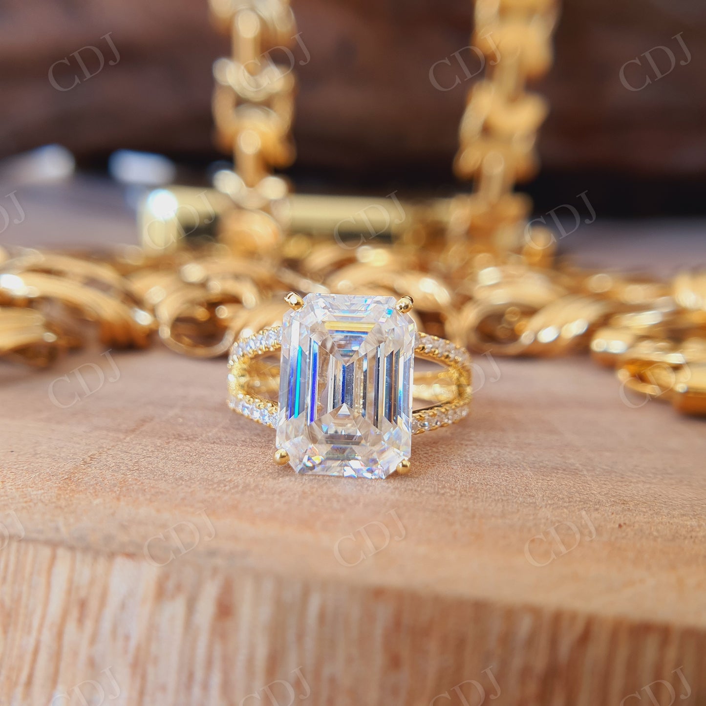 5.20CT Emerald Cut Moissanite Engagement Ring  customdiamjewel   