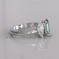 Cyan Blue Emerald Cut Toi Et Moi Moissanite Ring