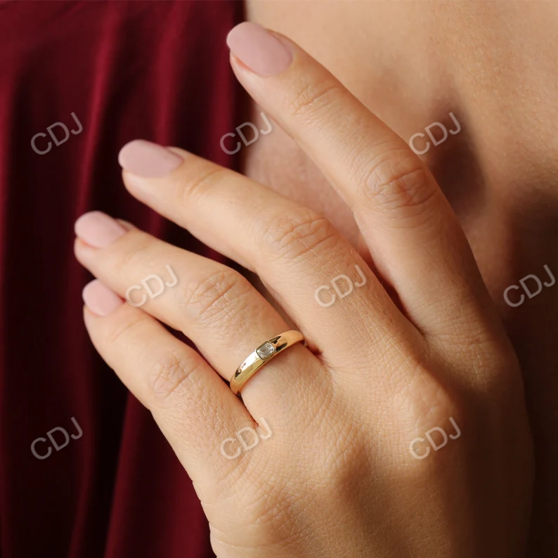 0.12CTW Bezel Set Emerald Cut Lab grown Diamond Solitaire Ring  customdiamjewel   