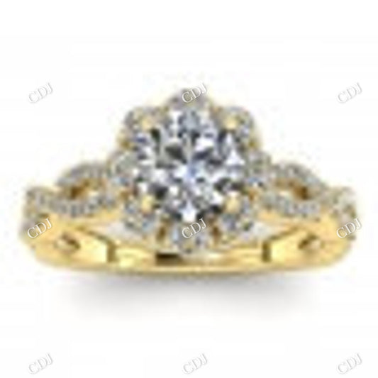 Antique Shape Moissanite White Gold Twisted Band Engagement Ring  customdiamjewel 10KT Yellow Gold VVS-EF