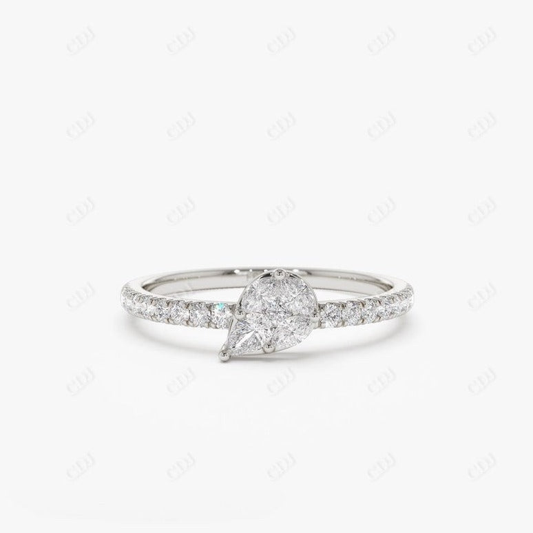 0.30CTW Multi Shape Lab Grown Diamond Engagement Ring  customdiamjewel Sterling Silver White Gold VVS-EF