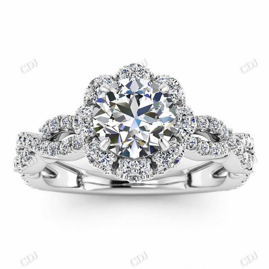 Antique Shape Moissanite White Gold Twisted Band Engagement Ring  customdiamjewel 10KT White Gold VVS-EF