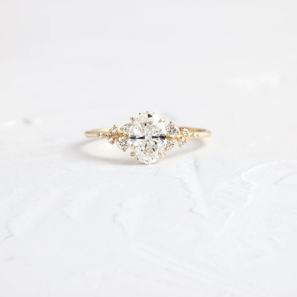 1.01CT Oval Cut Moissanite Multi Stone Wedding Ring  customdiamjewel 10KT Yellow Gold VVS-EF