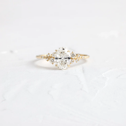 1.01CT Oval Cut Moissanite Multi Stone Wedding Ring  customdiamjewel 10KT Yellow Gold VVS-EF