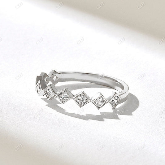0.45CTW Princess Cut Real Diamond Wedding Band  customdiamjewel 10KT White Gold VVS-EF
