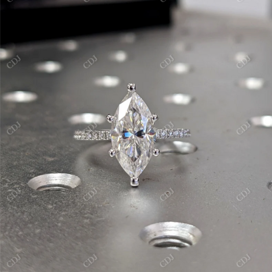 2.15CTW Marquise Cut Moissanite Anniversary Ring  customdiamjewel 10KT White Gold VVS-EF