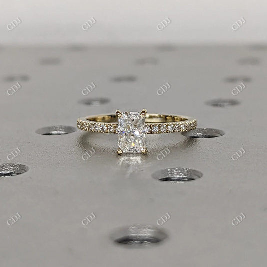 0.5CT Radiant Cut Moissanite Wedding Promise Ring  customdiamjewel 10KT Yellow Gold VVS-EF