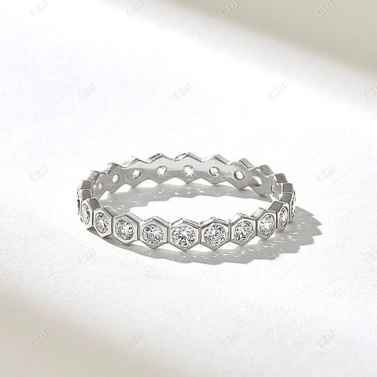 0.66CTW Round CVD Hexagon Bezel Full Eternity Band  customdiamjewel 10KT White Gold VVS-EF