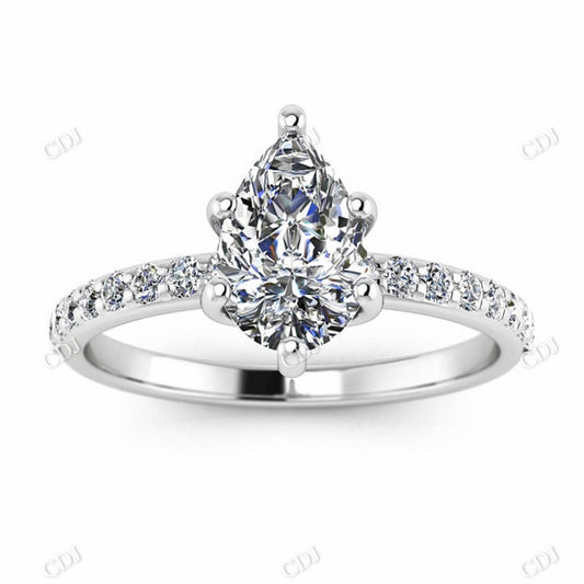 Pear Cut Moissanite White Gold Half Eternity Diamond Ring  customdiamjewel 10KT White Gold VVS-EF