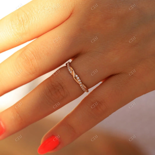 Half Eternity Rose Gold Moissanite Twisted Wedding Band  customdiamjewel   