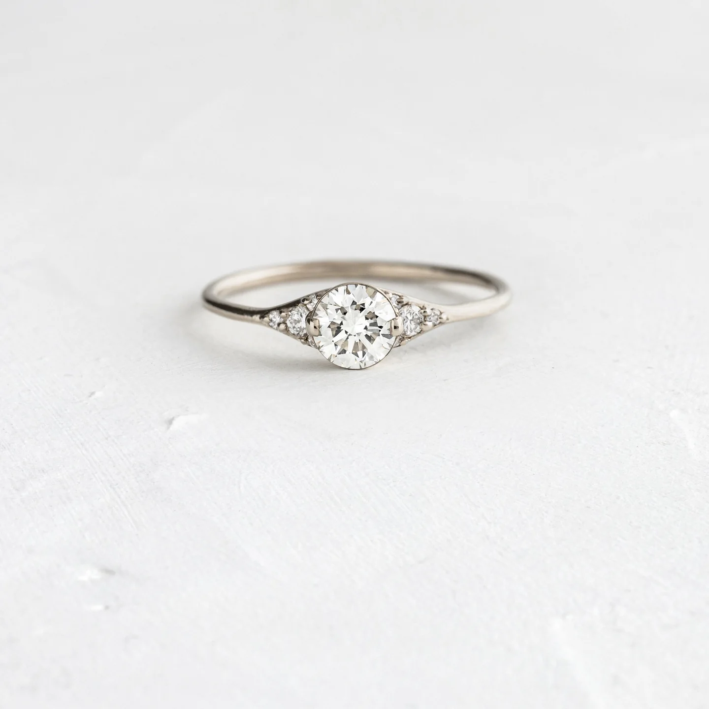 5 Stone Moissanite Engagement Ring  customdiamjewel 10KT White Gold VVS-EF