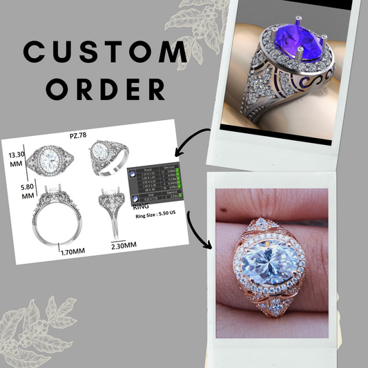 Art Deco Oval Cut Moissanite With Round Cut Engagement Ring  customdiamjewel   