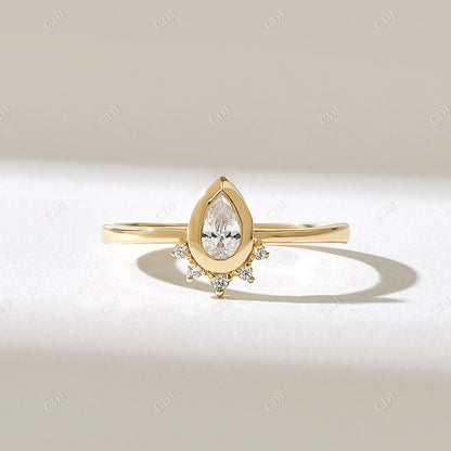 0.21CTW Pear Cut Lab Grown Diamond Tiara Engagement Ring  customdiamjewel 10KT Yellow Gold VVS-EF