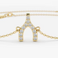 14K Solid Gold Diamond Wishbone Charm Bracelet