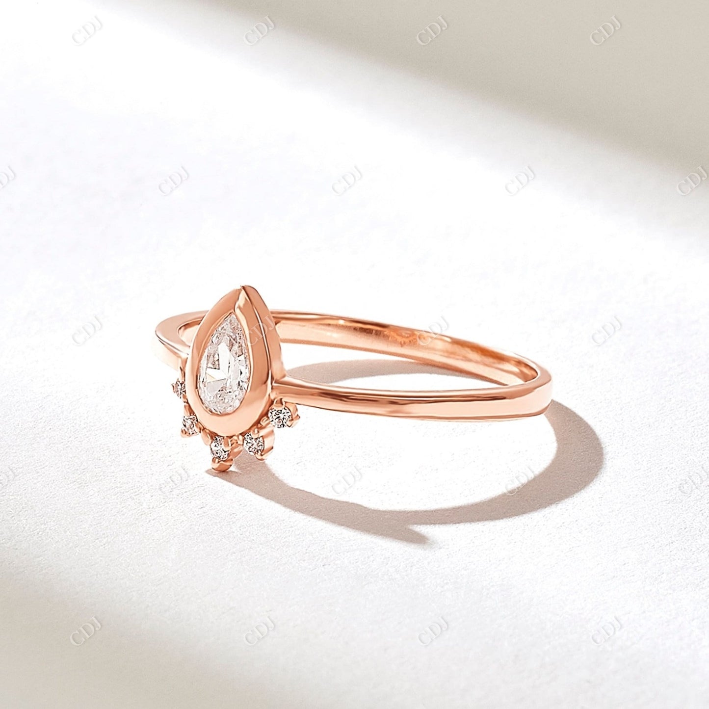 0.21CTW Pear Cut Lab Grown Diamond Tiara Engagement Ring  customdiamjewel 10KT Rose Gold VVS-EF